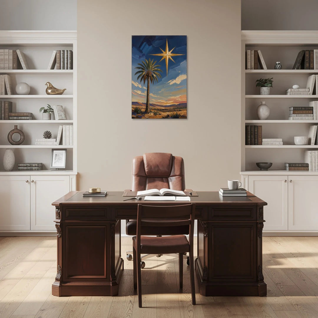 Star of Bethlehem Painting with Desert Palm - Canvas Wall Art - Office - 24x36