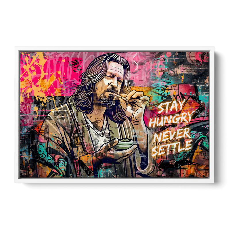 Stay Hungry Never Settle Front - White Canvas Wall Art