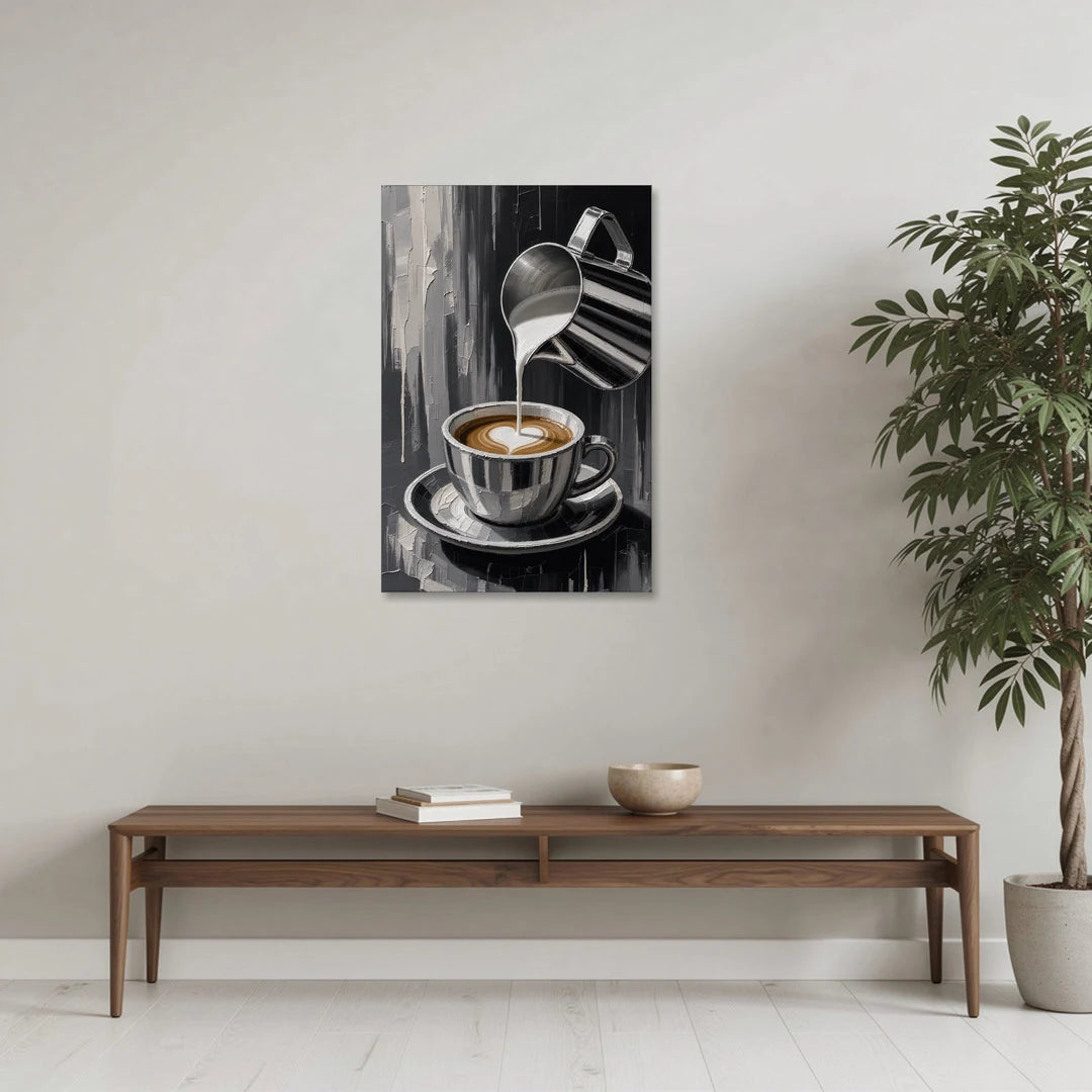 Steamed Milk Heart Pour - Canvas Wall Art - Coffee Table - 24x36
