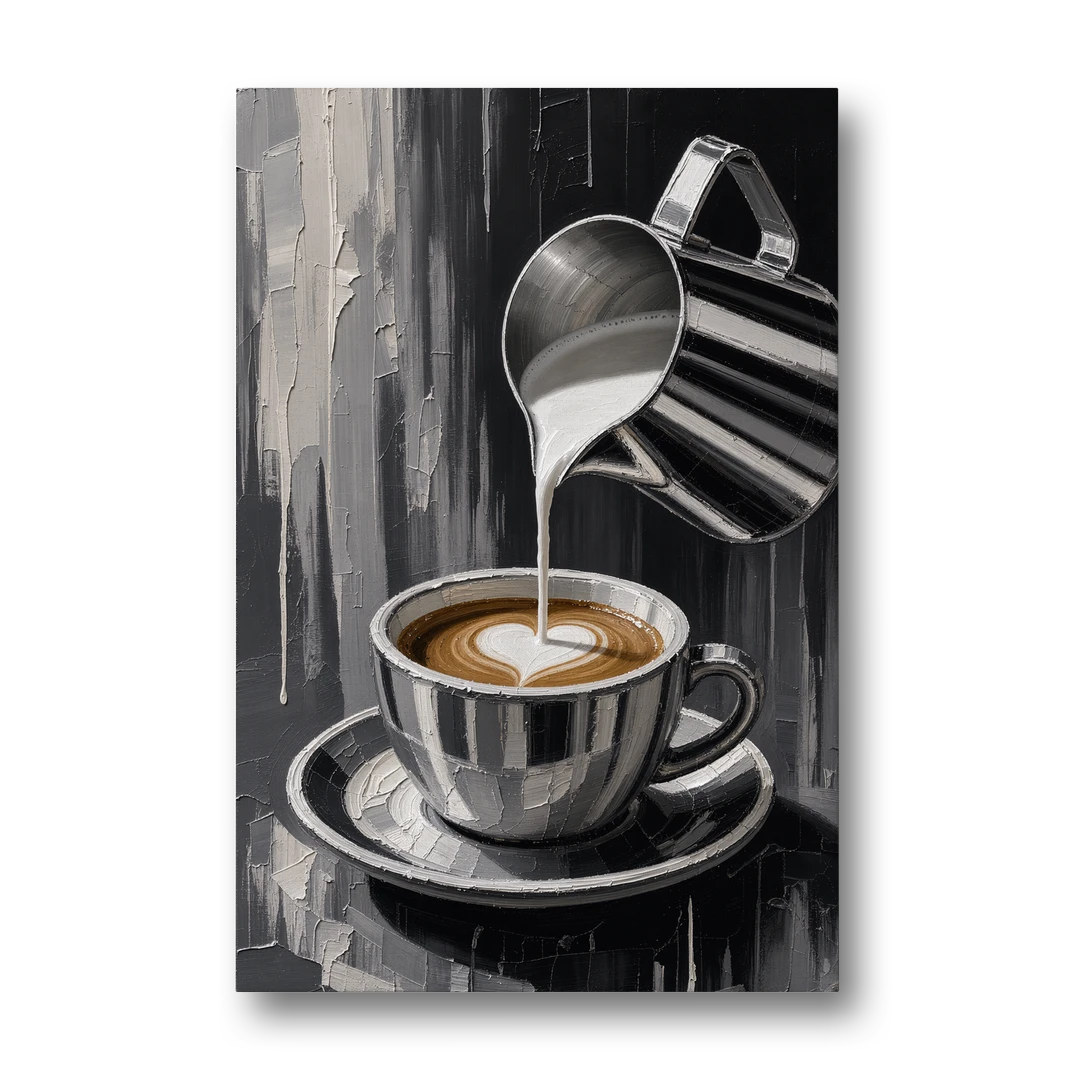 Steamed Milk Heart Pour - Canvas Wall Art - Front
