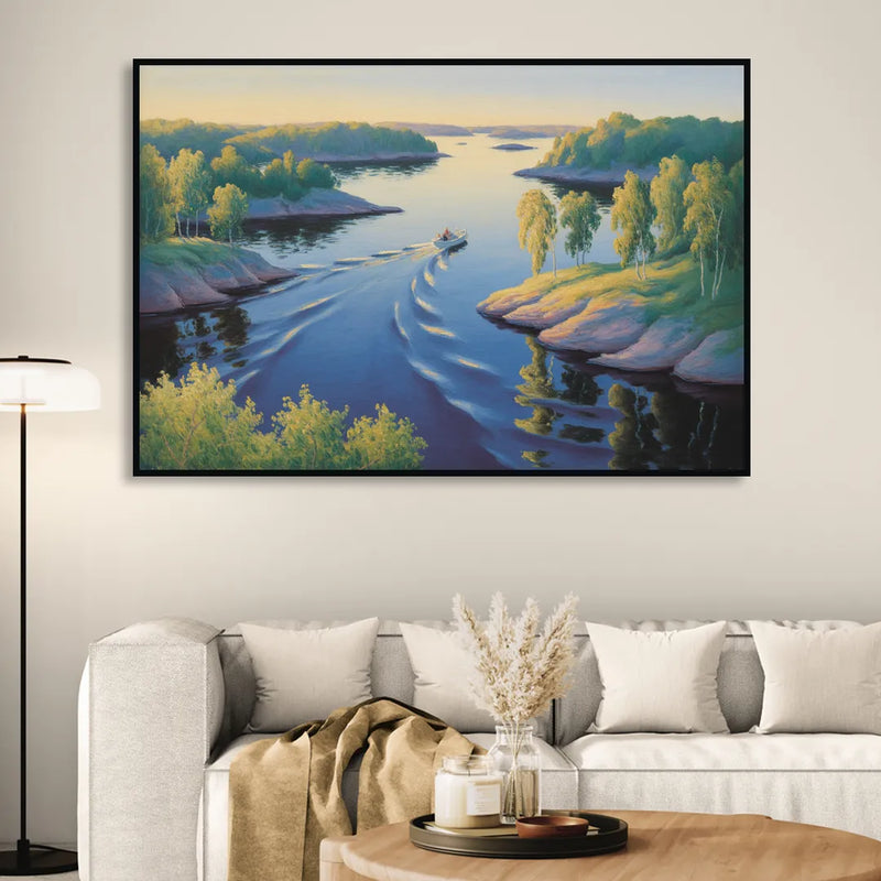 Stockholm Archipelago Sitting Room - Black Canvas Wall Art