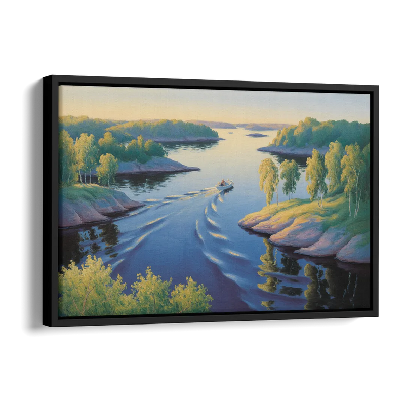 Stockholm Archipelago Side - Black Canvas Wall Art