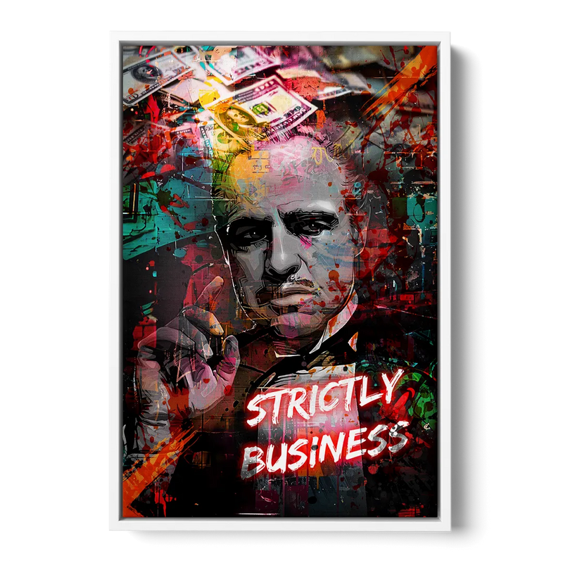 Strictly Business Front - White Canvas Wall Art