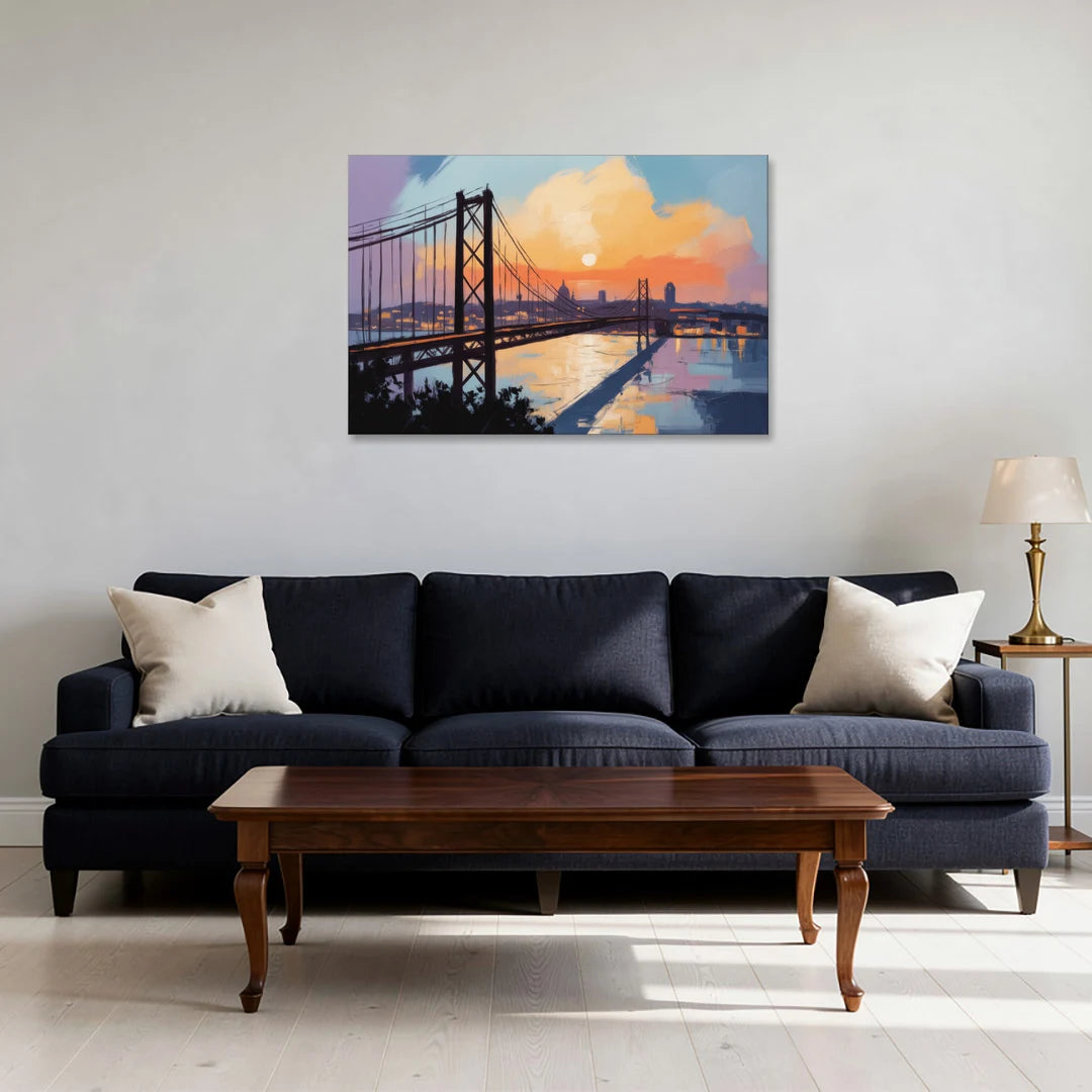 Sunset Over Lisbon - Canvas Wall Art - Sofa - 36x24