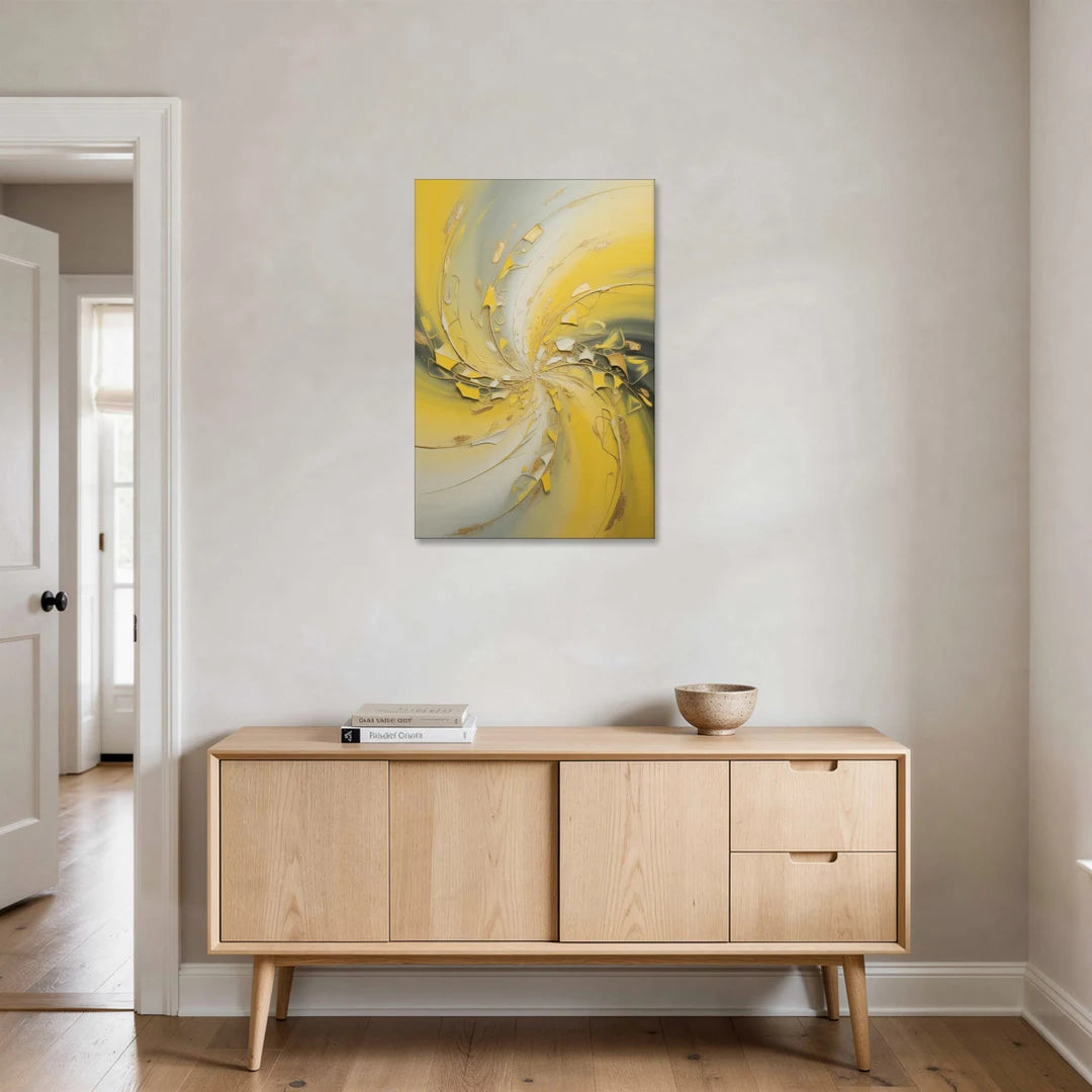 Swirling Elegance Yellow Abstract - Canvas Wall Art - Coffee Table - 24x36