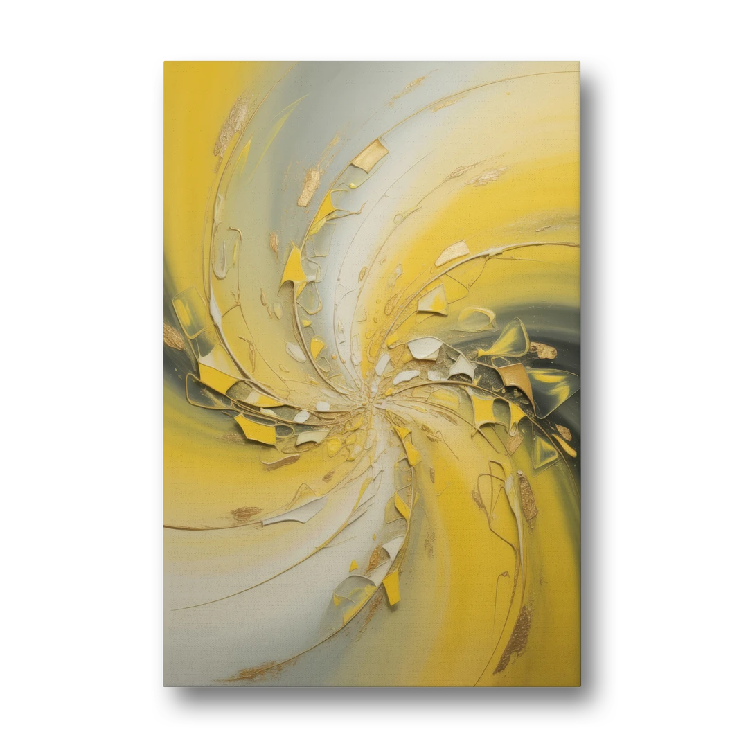 Swirling Elegance Yellow Abstract - Canvas Wall Art - Front