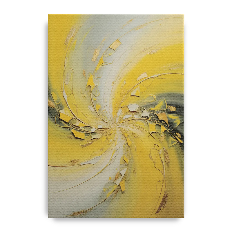 Swirling Elegance Yellow Abstract Front - Canvas Wall Art