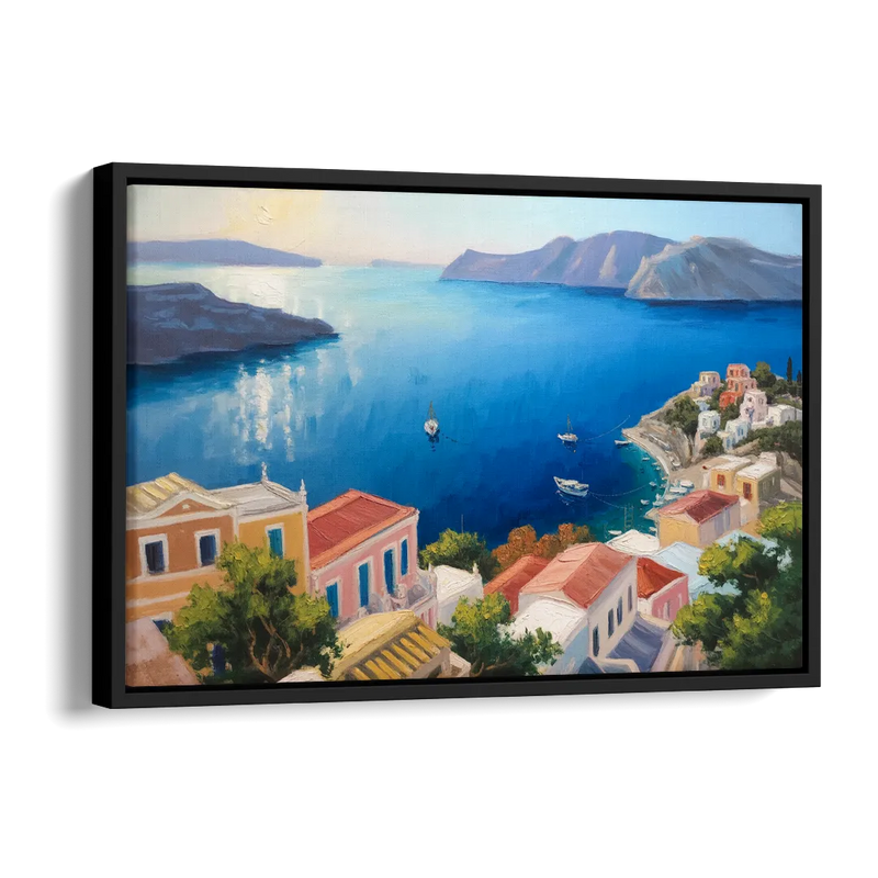 Symi Island Escape Side - Black Canvas Wall Art