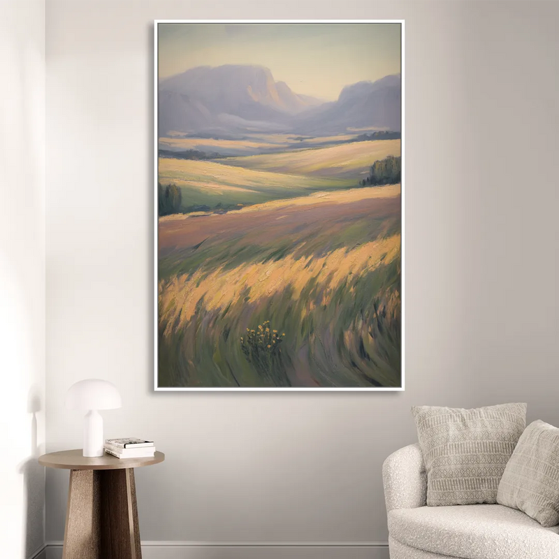 Tablelands Vista Living Room - White Canvas Wall Art