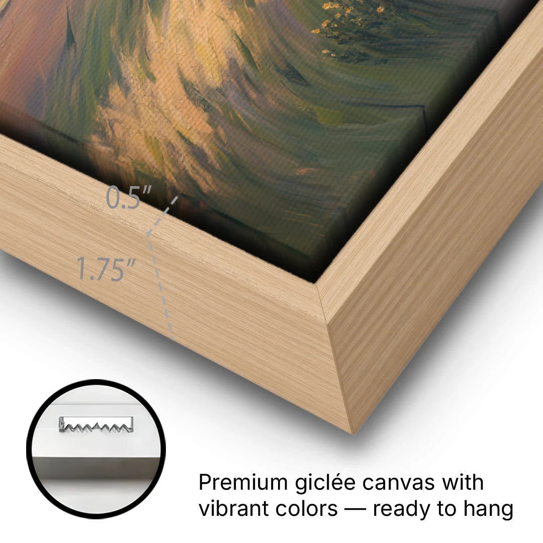 Tablelands Vista - Oak Framed Canvas Wall Art - Gallery Wrap Corner
