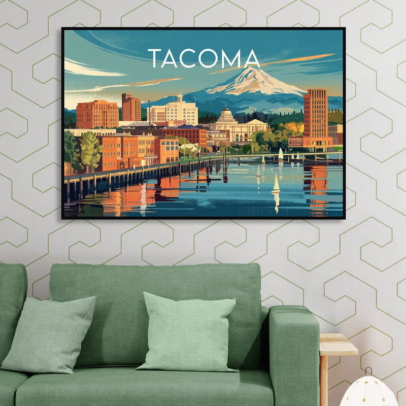 Tacoma Downtown Charm Living Room - Black Canvas Wall Art