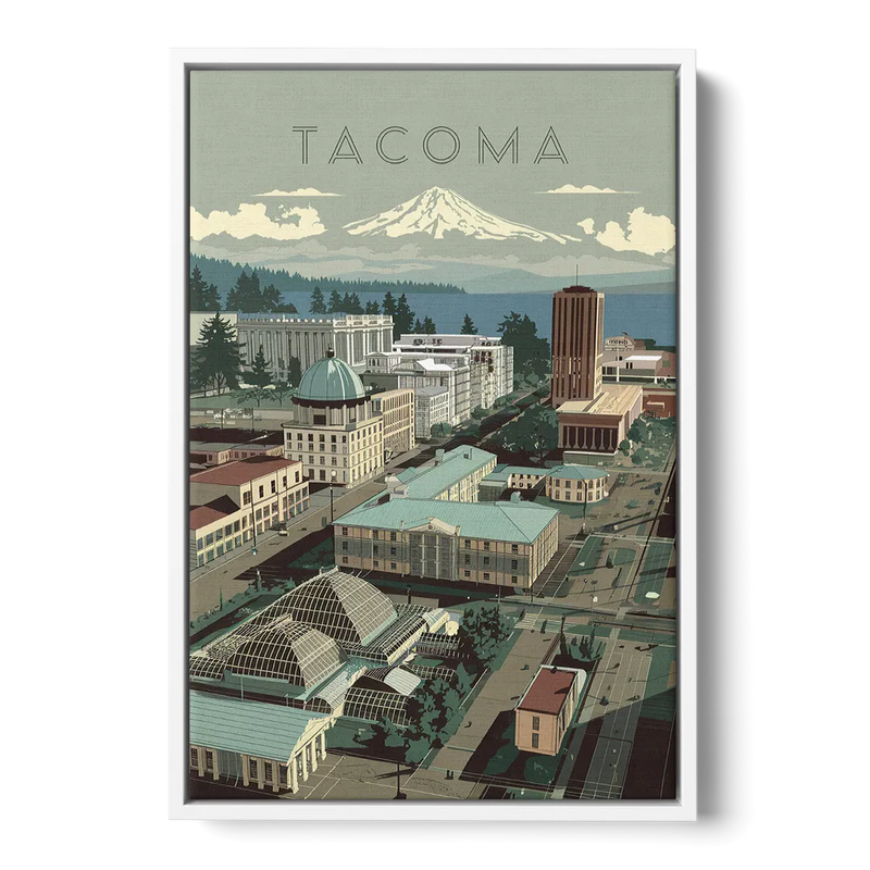 Tacoma Historic Landmarks Front - White Canvas Wall Art