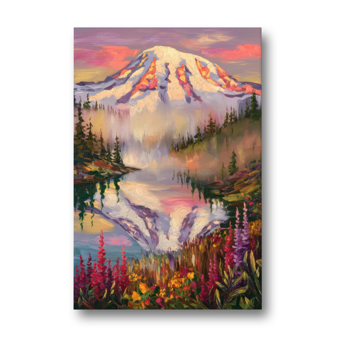 Tacoma Mount Rainier Reflection - Canvas Wall Art - Front