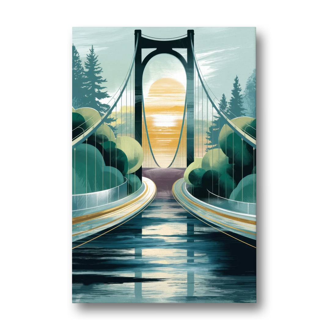 Tacoma Narrows Bridge Scene - Canvas Wall Art - Front