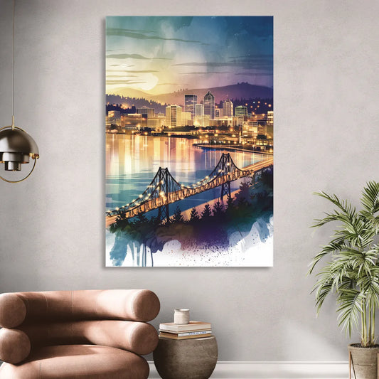 Tacoma Skyline View Living Room - Canvas Wall Art