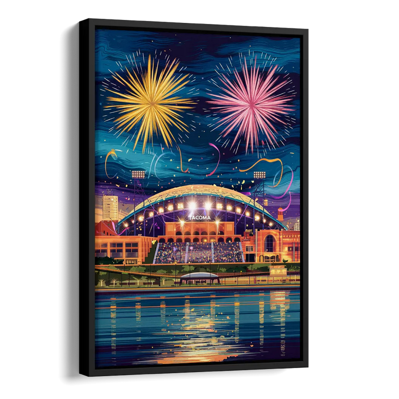 Tacoma Stadium Celebration Side - Black Canvas Wall Art