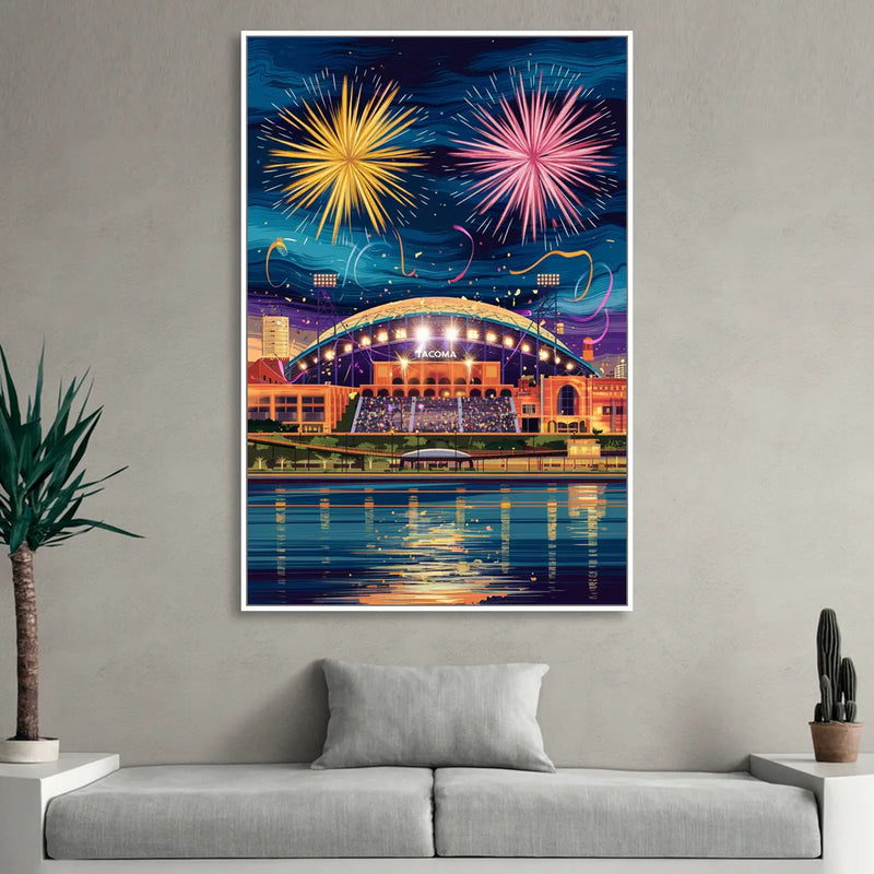 Tacoma Stadium Celebration Sitting Room - White Canvas Wall Art