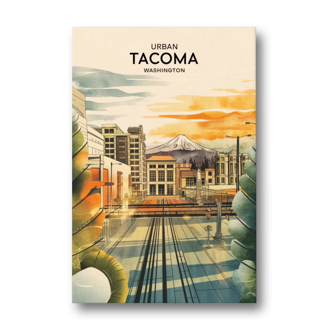 Tacoma Urban Streetscape - Canvas Wall Art - Front