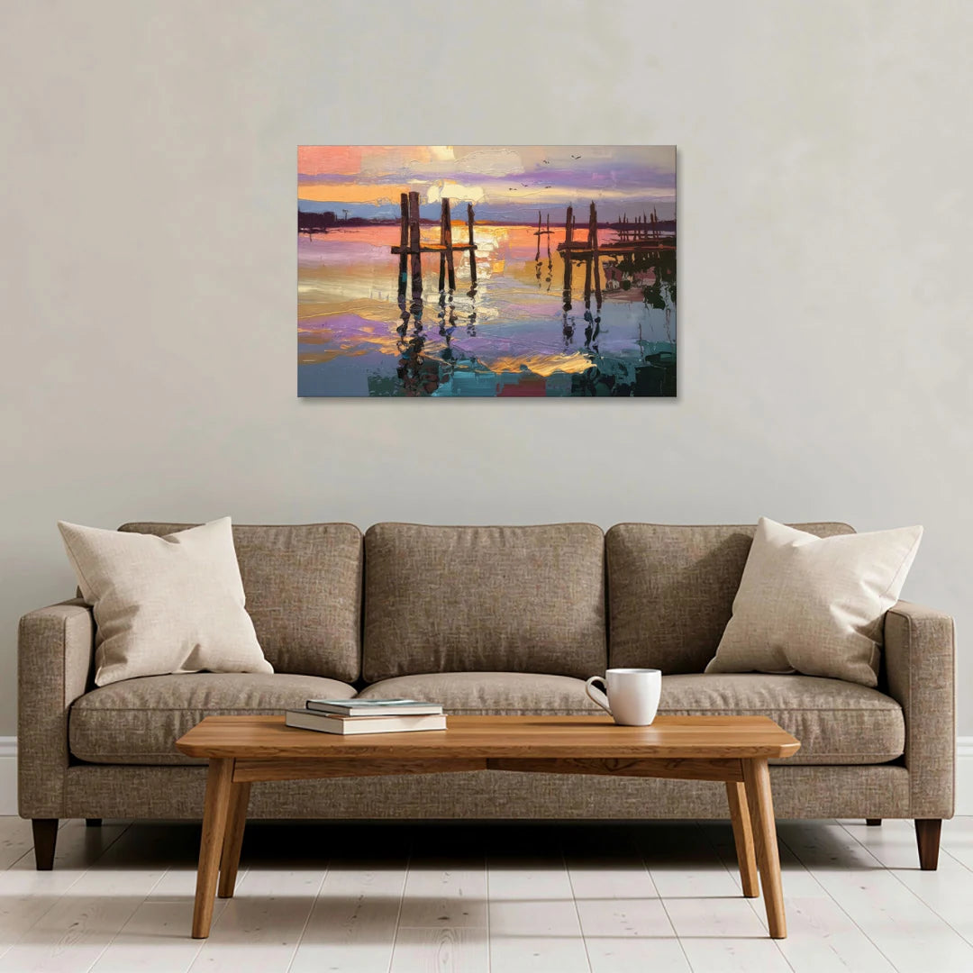 Tacoma Waterfront Sunset - Canvas Wall Art - Sofa - 36x24