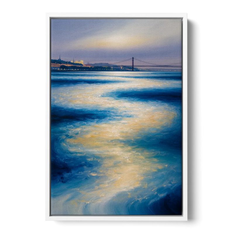 Tagus River Glow Front - White Canvas Wall Art