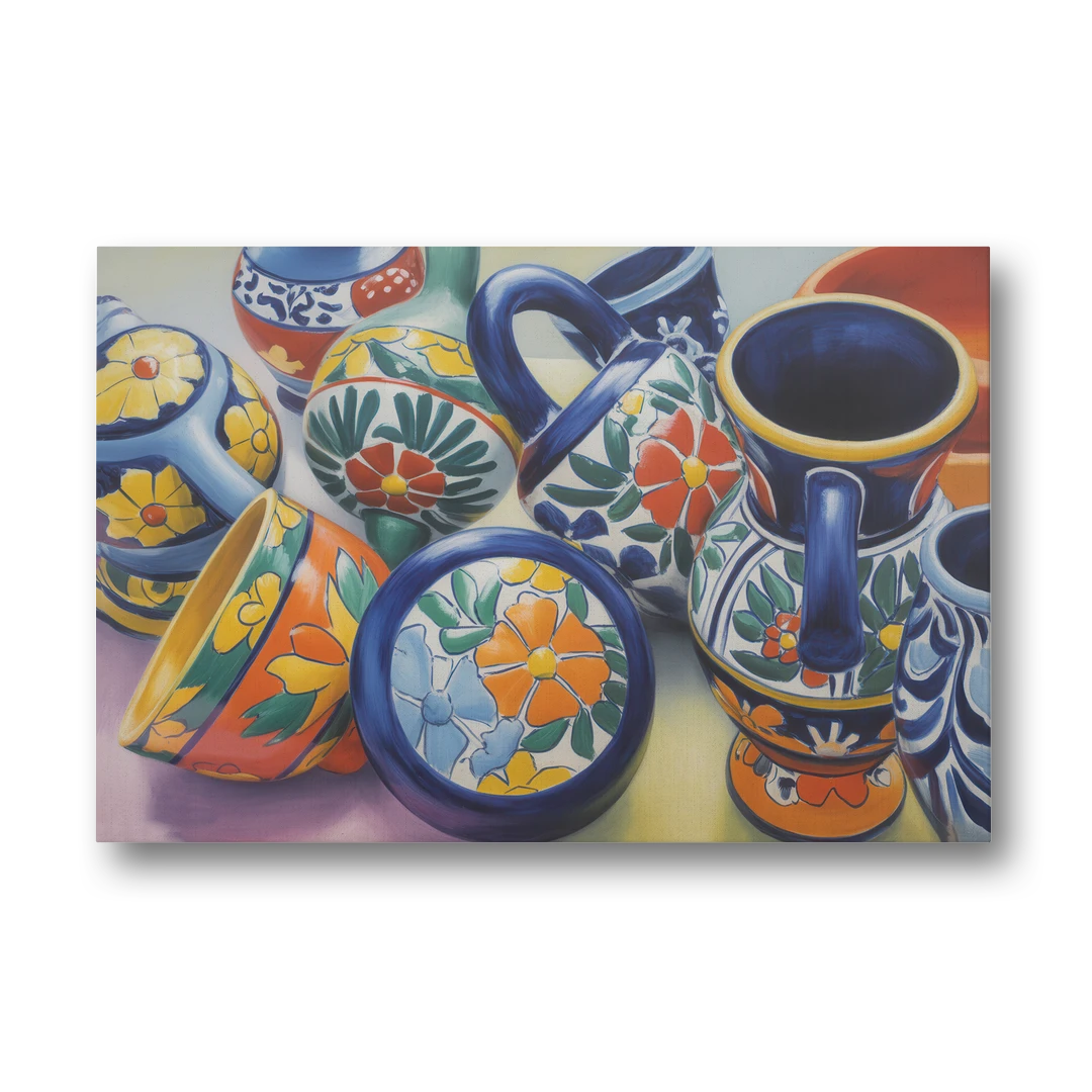 Talavera Pottery Colors - Canvas Wall Art - Front