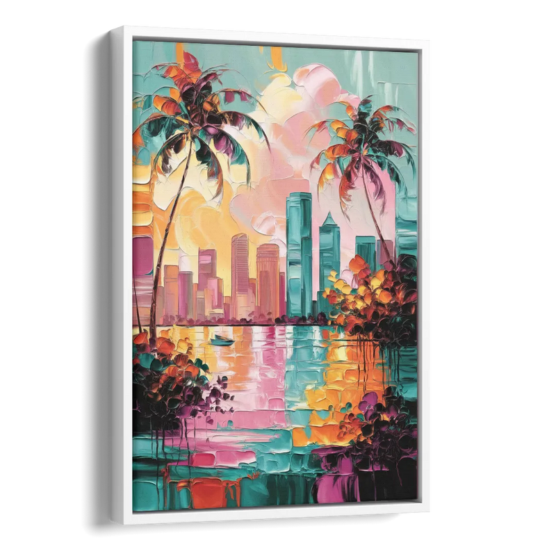 Tampa Bay Coastal Charm Side - White Canvas Wall Art