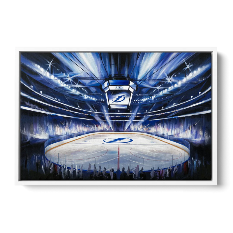 Tampa Bay Lightning Arena Lights Front - White Canvas Wall Art