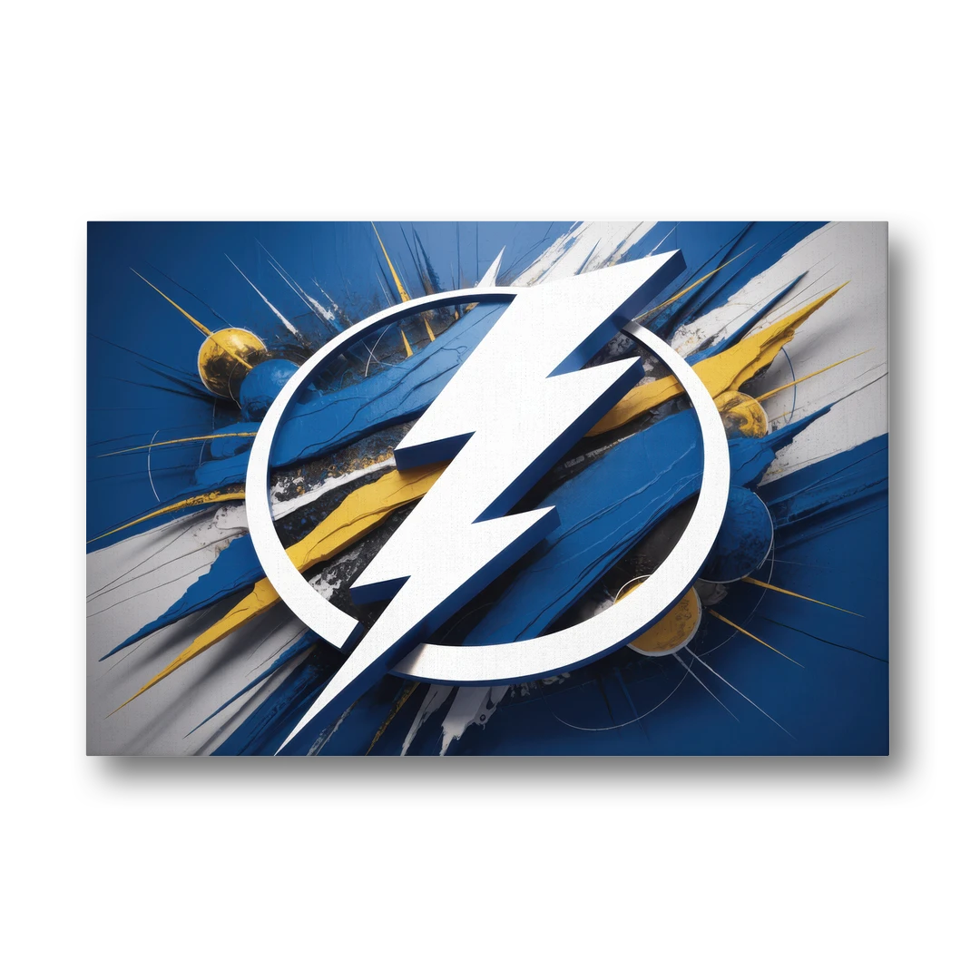 Tampa Bay Lightning Inspired Abstract Lightning Bolt Artwork - Canvas Wall Art - Front