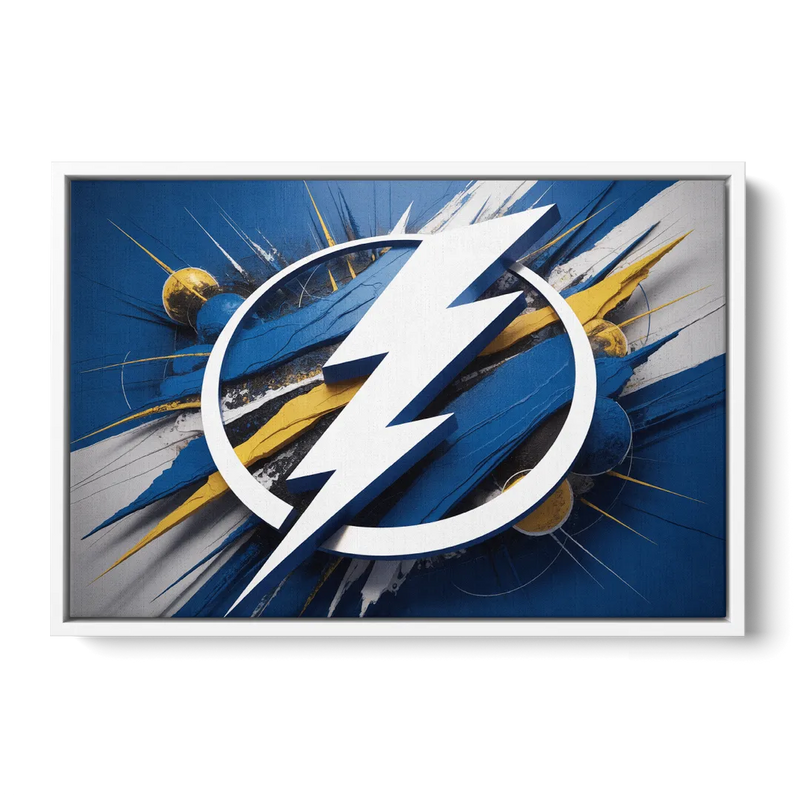 Tampa Bay Lightning Inspired Abstract Lightning Bolt Artwork Front - White Canvas Wall Art