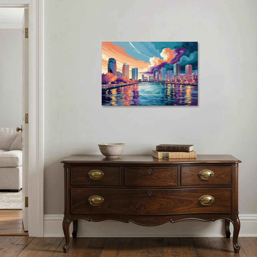 Tampa Bay Skyline Panorama - Canvas Wall Art - Coffee Table - 36x24