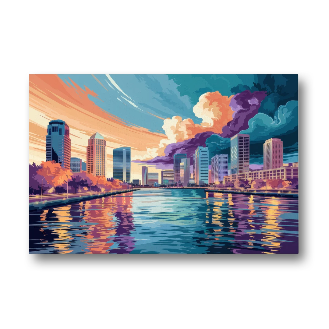 Tampa Bay Skyline Panorama - Canvas Wall Art - Front