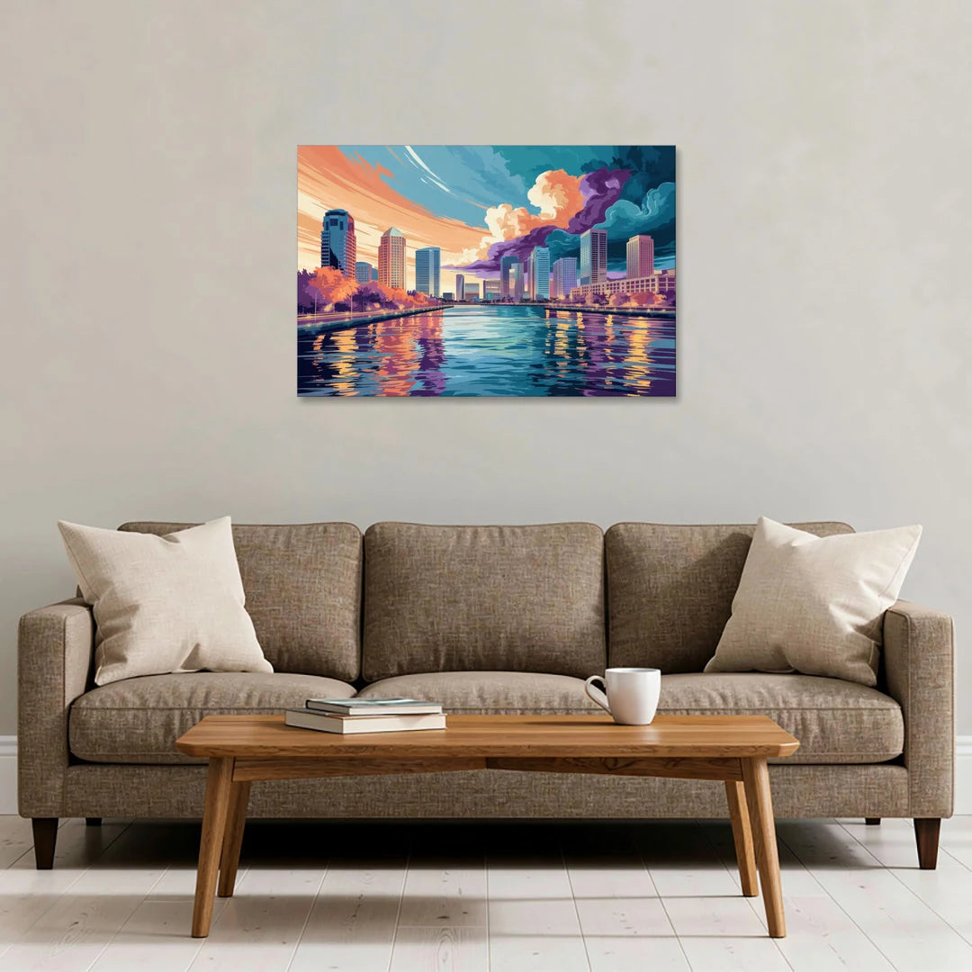 Tampa Bay Skyline Panorama - Canvas Wall Art - Sofa - 36x24