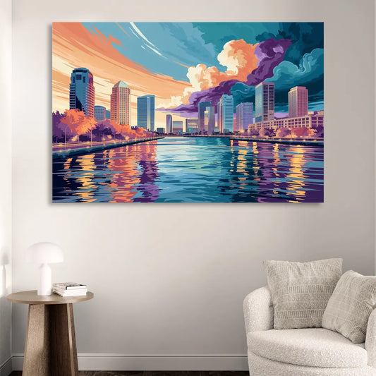 Tampa Bay Skyline Panorama Living Room - Canvas Wall Art