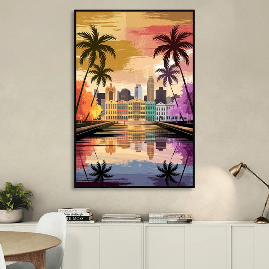 Tampa Historic Ybor City Living Room - Black Canvas Wall Art