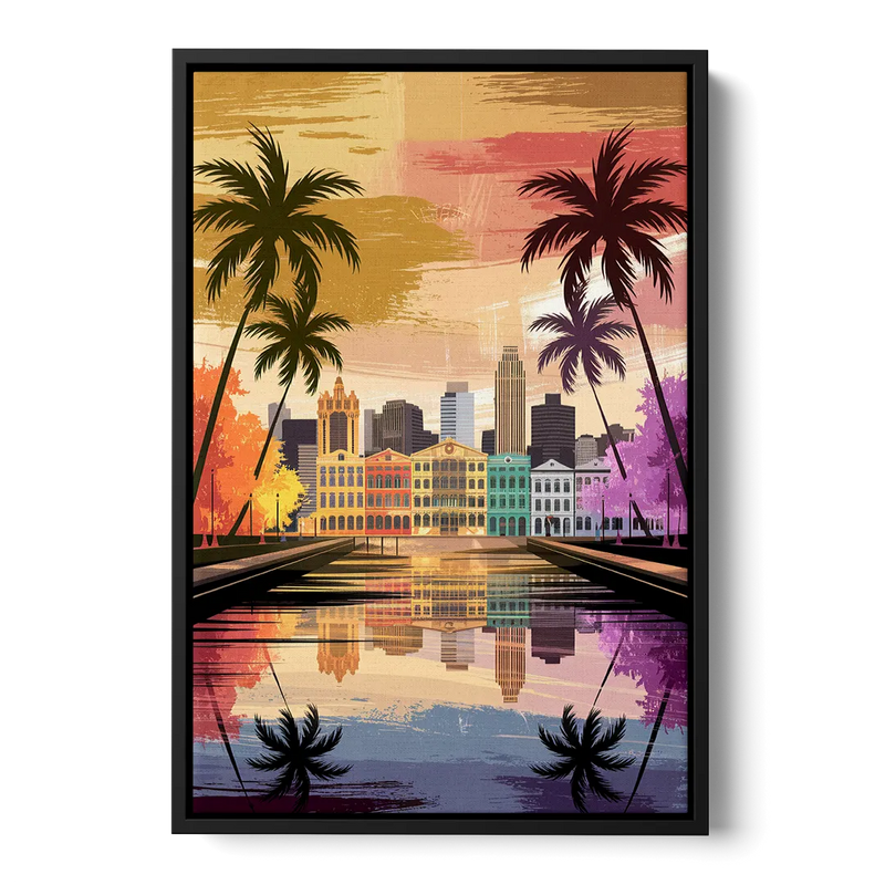 Tampa Historic Ybor City Front - Black Canvas Wall Art