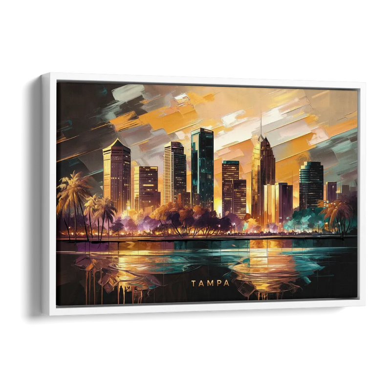 Tampa Modern Downtown View Side - White Canvas Wall Art