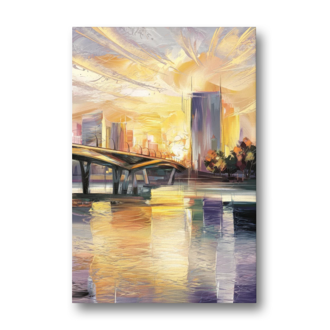 Tampa Riverwalk Sunrise - Canvas Wall Art - Front