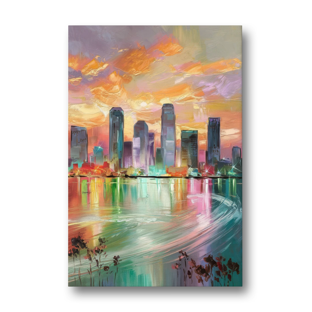 Tampa Skyline at Sunset - Canvas Wall Art - Front