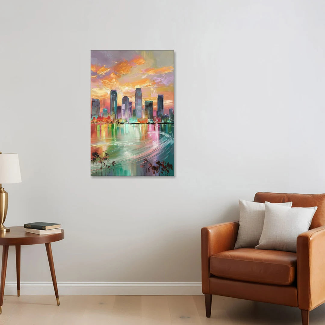 Tampa Skyline at Sunset - Canvas Wall Art - Sofa - 24x36