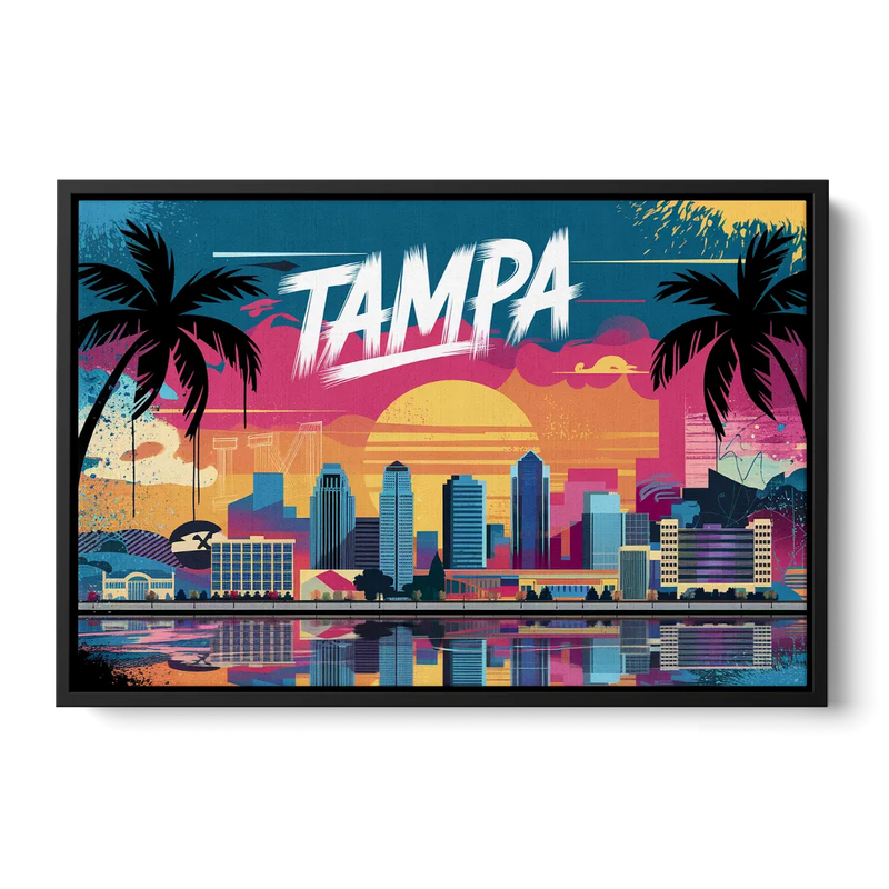 Tampa Urban Street Art Vibes Front - Black Canvas Wall Art