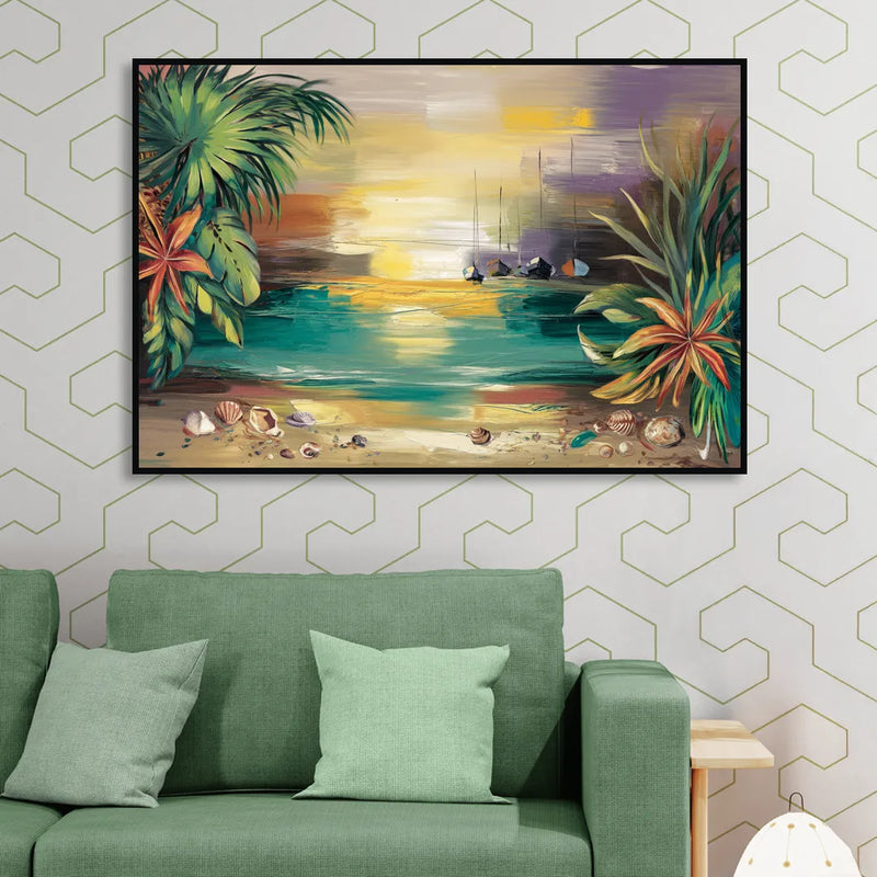 Tampa Waterfront Serenity Sitting Room - Black Canvas Wall Art