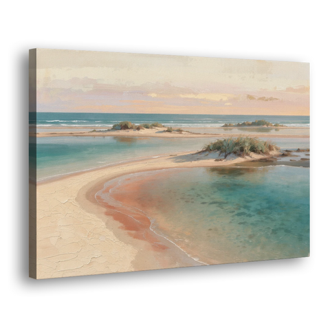Teal Lagoon Sandbar for a Spa Like Bedroom - Canvas Wall Art