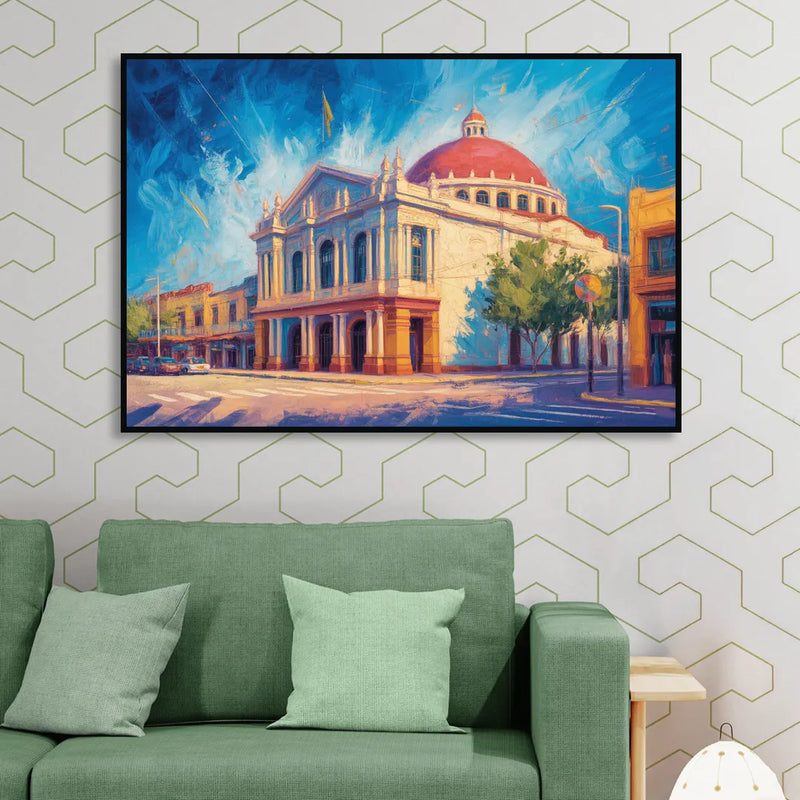 Teatro Macedonio Alcalá Living Room - Black Canvas Wall Art