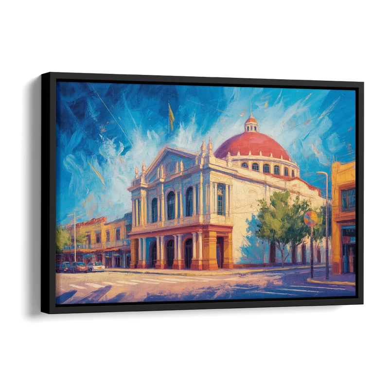 Teatro Macedonio Alcalá Side - Black Canvas Wall Art