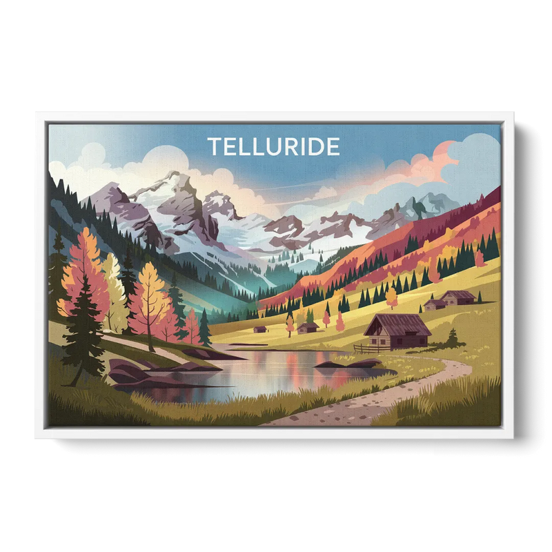 Telluride Alpine Landscape Front - White Canvas Wall Art
