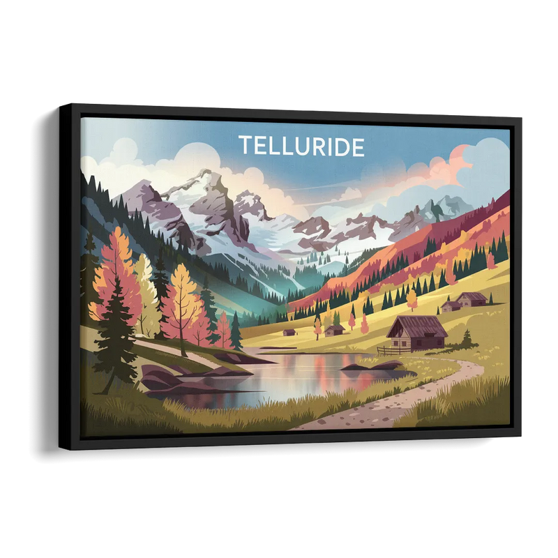 Telluride Alpine Landscape Side - Black Canvas Wall Art