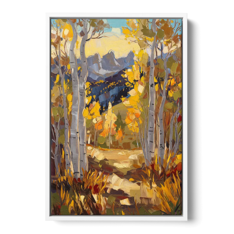 Telluride Autumn Aspen Forest Front - White Canvas Wall Art