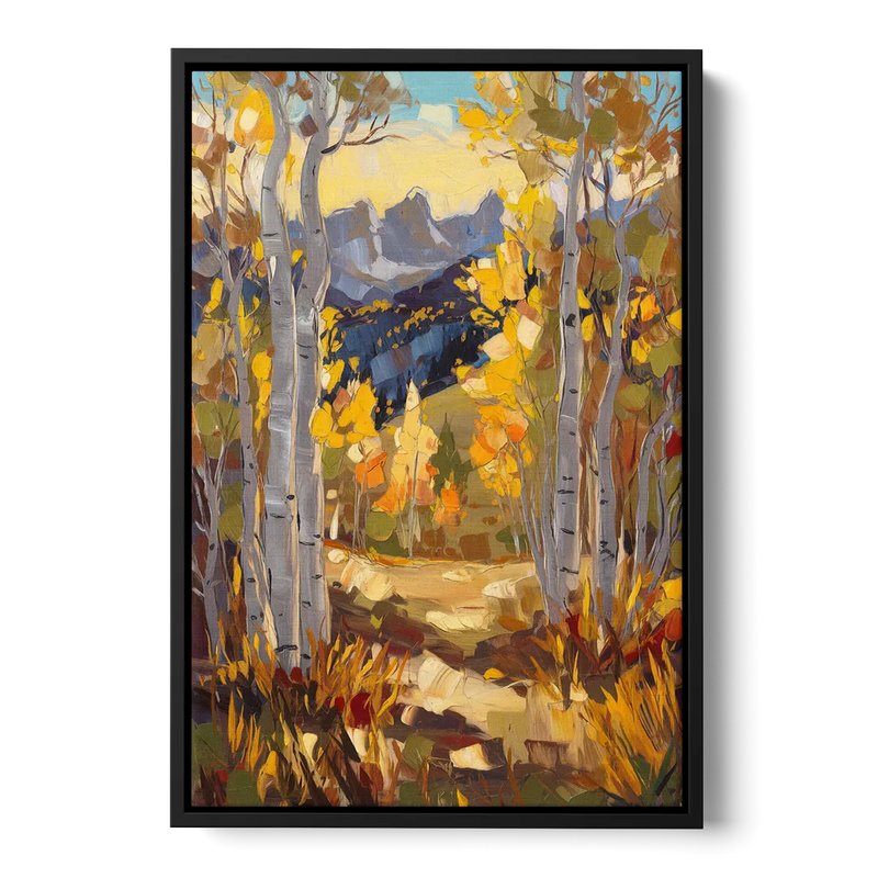 Telluride Autumn Aspen Forest Front - Black Canvas Wall Art
