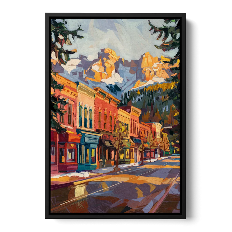 Telluride Downtown Charm Front - Black Canvas Wall Art