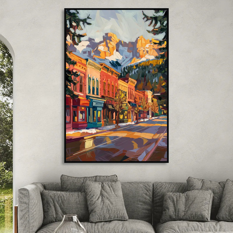 Telluride Downtown Charm Sitting Room - Black Canvas Wall Art